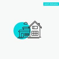 Home House Building Apartment turquoise highlight circle point Vector icon