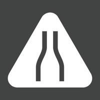 Narrow road ahead Glyph Inverted Icon vector