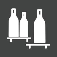 botellas estante glifo icono invertido vector