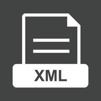 icono de glifo xml invertido vector