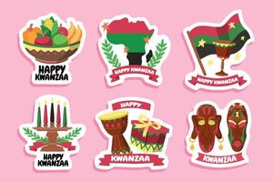 colección de plantillas de etiquetas adhesivas del día de kwanzaa vector