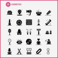 Cosmetics Solid Glyph Icons Set For Infographics Mobile UXUI Kit And Print Design Include Location Map Pin Cosmetic Cosmetic Bowl Eat Cosmetic Icon Set Vector