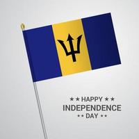 diseño tipográfico del día de la independencia de barbados con vector de bandera