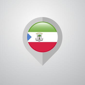 Map Navigation pointer with Equatorial Guinea flag design vector