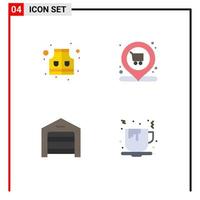 4 Thematic Vector Flat Icons and Editable Symbols of jacket structure market cart coffee Editable Vector Design Elements