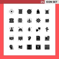 Pack of 25 creative Solid Glyphs of backpack wifi target smart automation Editable Vector Design Elements