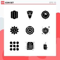 Collection of 9 Vector Icons in solid style Modern Glyph Symbols for Web and Mobile Solid Icon Sign Isolated on White Background 9 Icons Creative Black Icon vector background