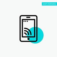 Mobile Cell Wifi Service turquoise highlight circle point Vector icon