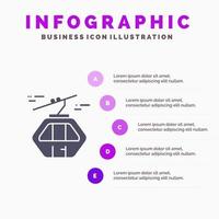 ártico alpino canadá góndola escandinavia icono sólido infografía 5 pasos presentación antecedentes vector