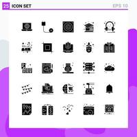 Pack of 25 creative Solid Glyphs of headphone expenses hardware costs bills Editable Vector Design Elements