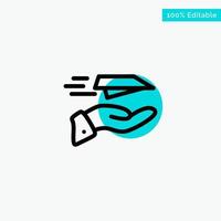 Hand Mail Paper Plane Plane Receive turquoise highlight circle point Vector icon