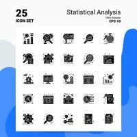 25 Statistical Analysis Icon Set 100 Editable EPS 10 Files Business Logo Concept Ideas Solid Glyph icon design vector