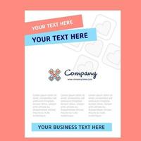 Hearts blocks Title Page Design for Company profile annual report presentations leaflet Brochure Vector Background