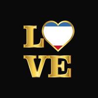 tipografía de amor diseño de bandera de crimea vector letras de oro