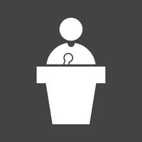 Speaking on podium Glyph Inverted Icon vector