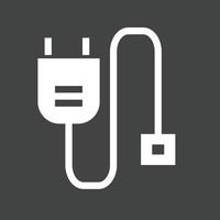 icono de glifo de cable de alimentación invertido vector