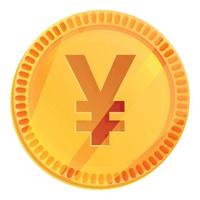Japanese yen coin icon, cartoon style vector