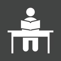 Sitting in class Glyph Inverted Icon vector