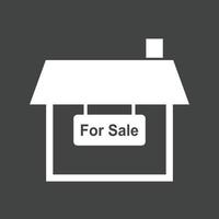 casa en venta glifo icono invertido vector