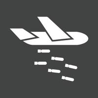 Plane dropping missiles Glyph Inverted Icon vector