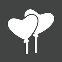 Heart Shaped Baloon Glyph Inverted Icon vector