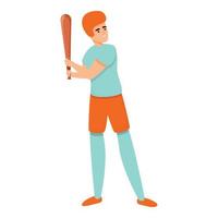 icono de casco de jugador de béisbol, estilo de dibujos animados vector