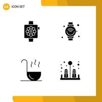 4 Solid Glyph concept for Websites Mobile and Apps apple kitchen watch internet of things spoon Editable Vector Design Elements