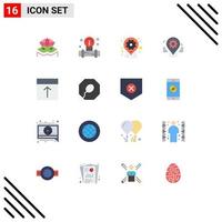 Set of 16 Modern UI Icons Symbols Signs for arrange pin geo map gear Editable Pack of Creative Vector Design Elements