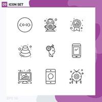 9 Thematic Vector Outlines and Editable Symbols of like stone badge spa massage Editable Vector Design Elements