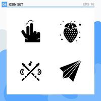 Modern 4 solid style icons Glyph Symbols for general use Creative Solid Icon Sign Isolated on White Background 4 Icons Pack Creative Black Icon vector background