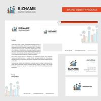 Graph rising Business Letterhead Envelope and visiting Card Design vector template