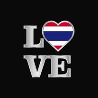 Love typography Thailand flag design vector beautiful lettering