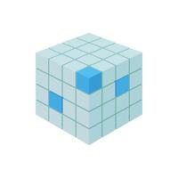 Cube database icon, cartoon style vector