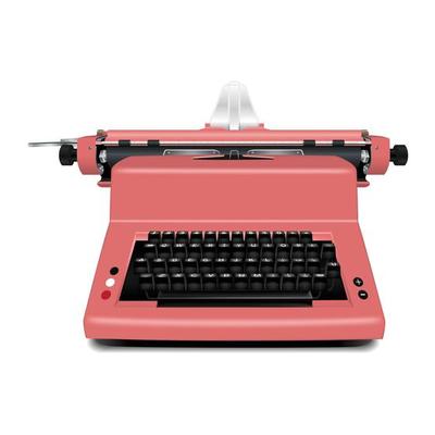 Red typewriter icon, realistic style