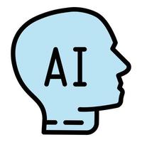 Ai robot icon outline vector. Artificial brain vector