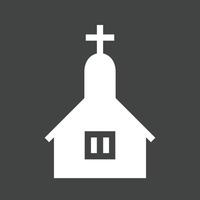 icono de glifo de iglesia invertido vector