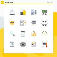 16 Universal Flat Color Signs Symbols of emoji science formula present science chemistry Editable Pack of Creative Vector Design Elements