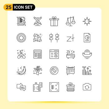 25 Universal Lines Set for Web and Mobile Applications day libra write finance balance Editable Vector Design Elements