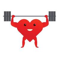 Healthy heart barbell icon, cartoon style vector