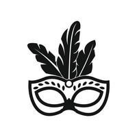 Carnival mask with feathers icon, simple style vector