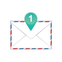 Envelope with one messages flat icon vector