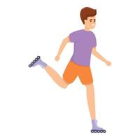 Child rollerblading icon, cartoon style vector