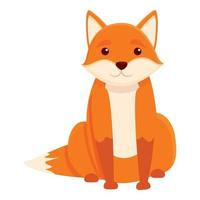 Fox sitting icon, cartoon style vector