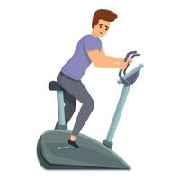 icono de bicicleta de ejercicio en casa, estilo de dibujos animados vector