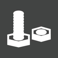 Nut and Bolt Glyph Inverted Icon vector