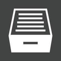 Files Drawer Glyph Inverted Icon vector