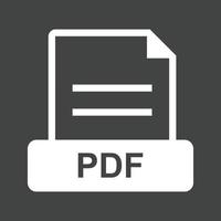 pdf glifo icono invertido vector