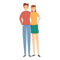 Smiling couple relation icon, cartoon style vector