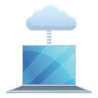 Laptop cloud access icon, cartoon style vector