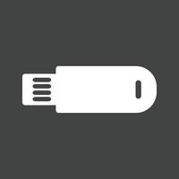 USB Cable Glyph Inverted Icon vector